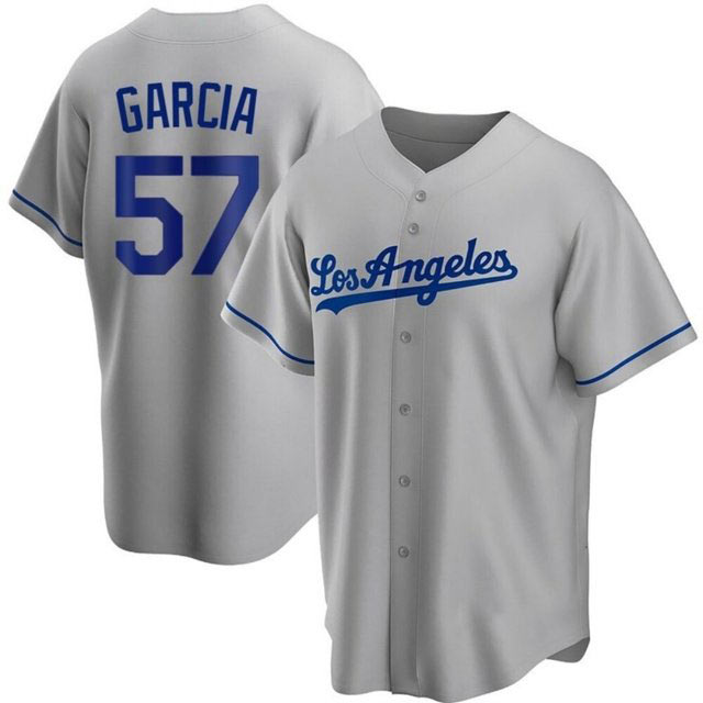Men's Los Angeles Dodgers 57 Luis Garcia Grey Cool Base Stitched Baseball Jersey