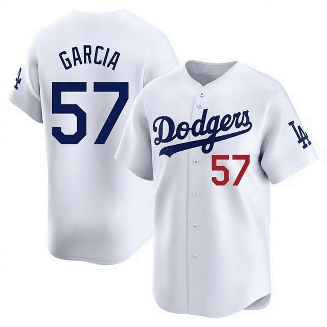 Men's Los Angeles Dodgers 57 Luis Garcia White Cool Base Stitched Baseball Jersey