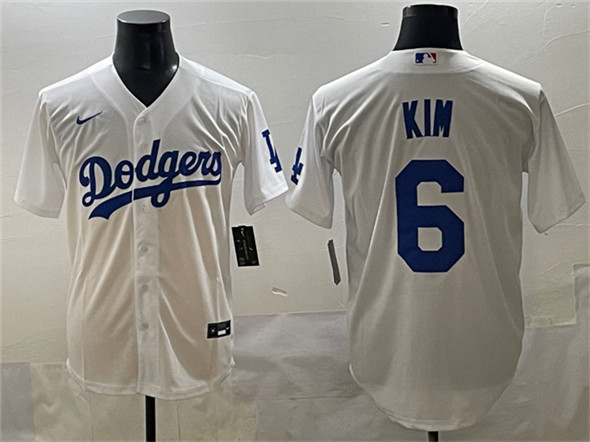 Men's Los Angeles Dodgers 6 Hyeseong Kim White Cool Base Stitched Baseball Jersey