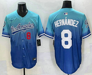 Men's Los Angeles Dodgers 8 Enrique Hernandez Blue 2025 City Connect Limited Stitched Jersey