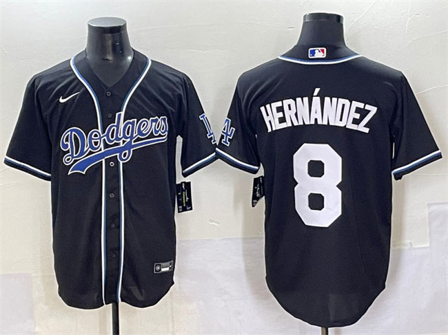 Men's Los Angeles Dodgers 8 Enrique Hernández Black Fashion Stitched Baseball Jersey