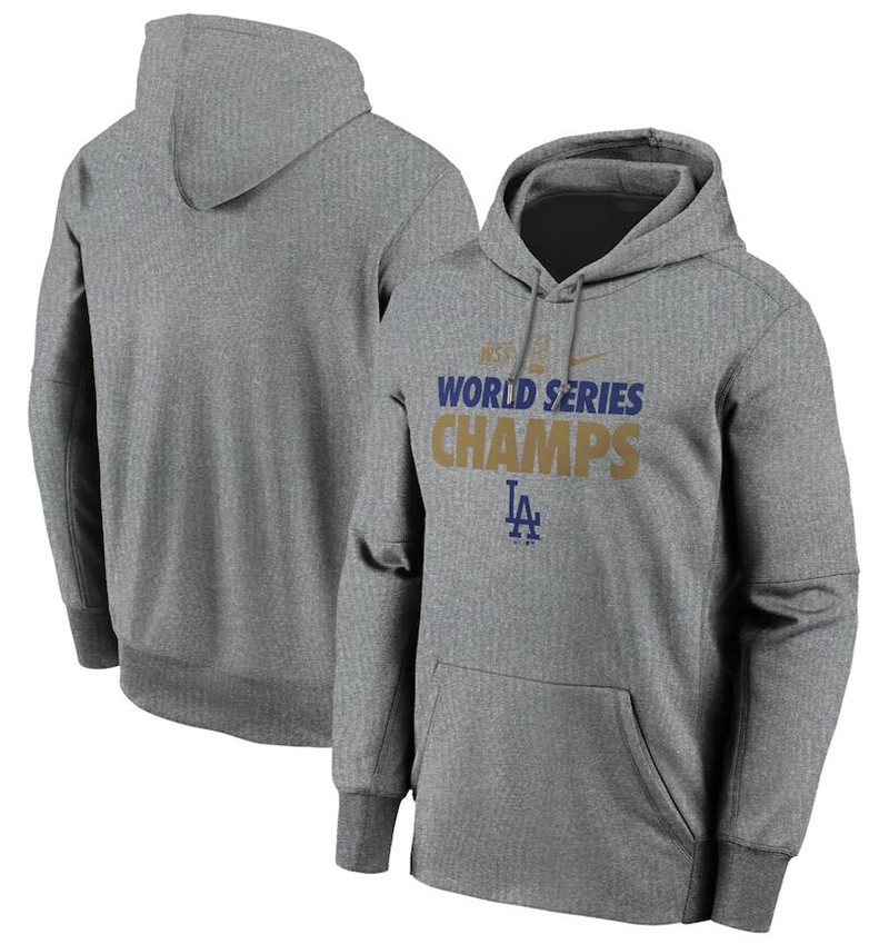 Men's Los Angeles Dodgers Nike Gray 2020 World Series Champions Gold Fleece Pullover Hoodie