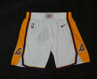 Men's Los Angeles Lakers White 2017 2018  Swingman Stitched NBA Shorts