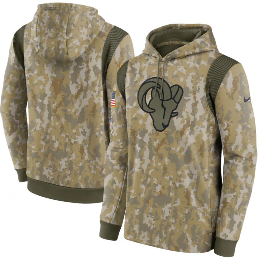 Men's Los Angeles Rams Nike Camo 2021 Salute To Service Therma Performance Pullover Hoodie