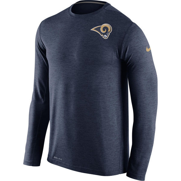 Men's Los Angeles Rams  Navy Dri FIT Touch Long Sleeve Performance T Shirt