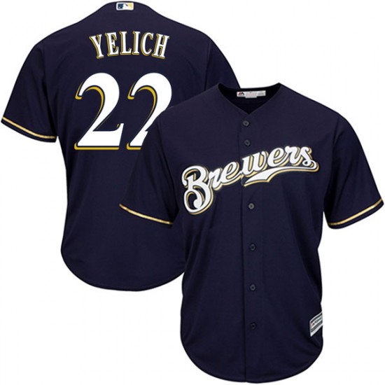 Men's Majestic Christian Yelich Milwaukee Brewers Player Navy Cool Base Alternate Jersey