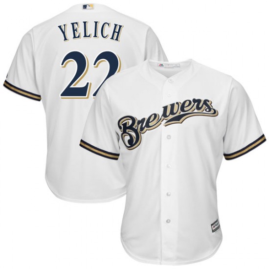 Men's Majestic Christian Yelich Milwaukee Brewers Player White Cool Base Home Jersey