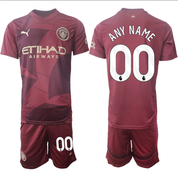 Men's Manchester City Custom 2024 25 Burgundy Third Soccer Jersey Suit