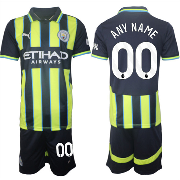 Men's Manchester City Custom 2024 25 Navy Away Soccer Jersey Suit
