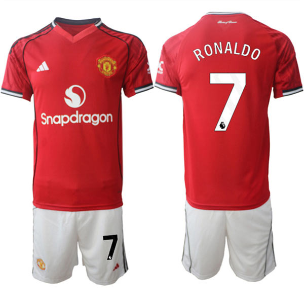 Men's Manchester United 7 Ranoldo 2025 26 Red Home Soccer Jersey Suit