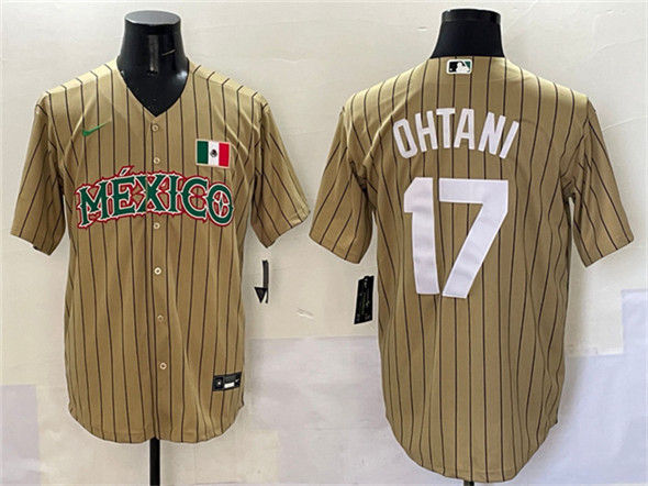 Men's Mexico Baseball 17 Shohei Ohtani Tan 2023 World Baseball Classic Stitched Jersey