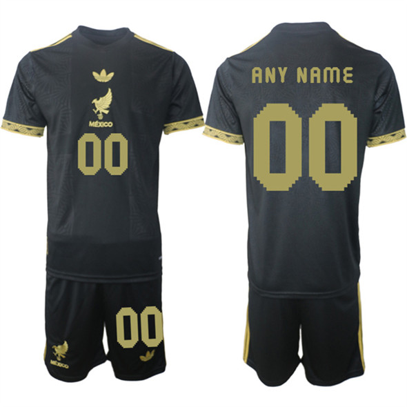Men's Mexico Custom Black Gold 25 26 Soccer Jersey Suit