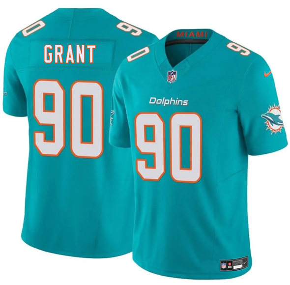 Men's Miami Dolphins 90 Kenneth Grant Aqua 2025 Draft F.U.S.E. Vapor Limited Football Stitched Jersey