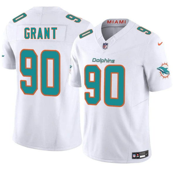Men's Miami Dolphins 90 Kenneth Grant White 2025 Draft F.U.S.E. Vapor Limited Football Stitched Jersey
