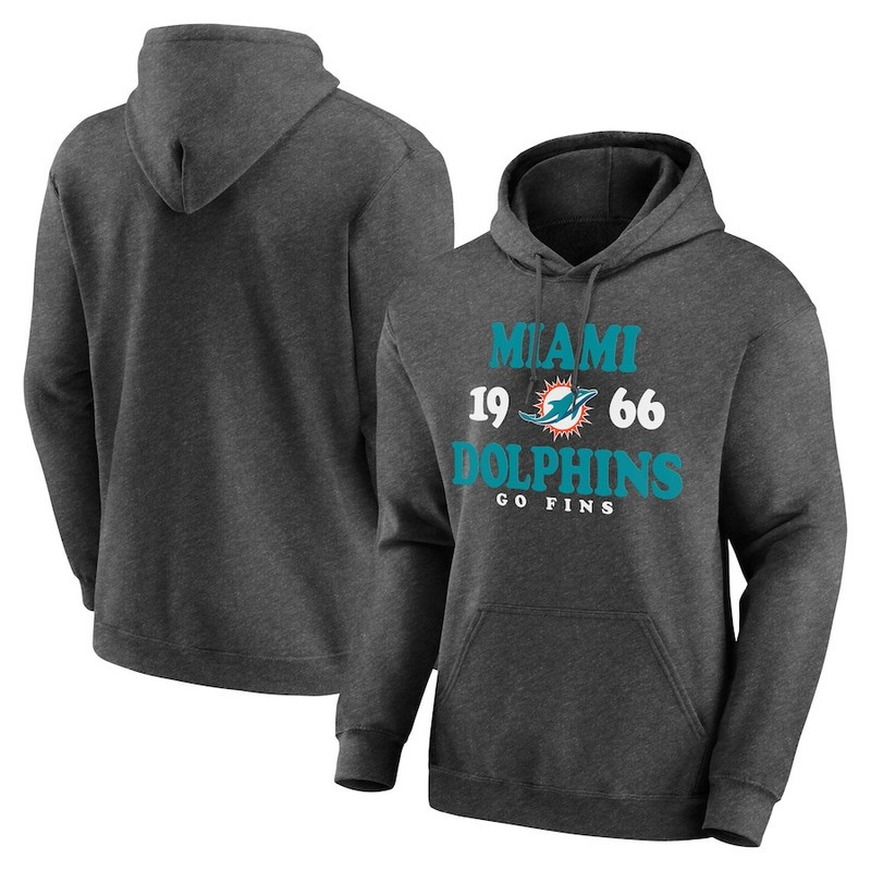 Men's Miami Dolphins Heathered Charcoal Fierce Competitor Pullover Hoodie
