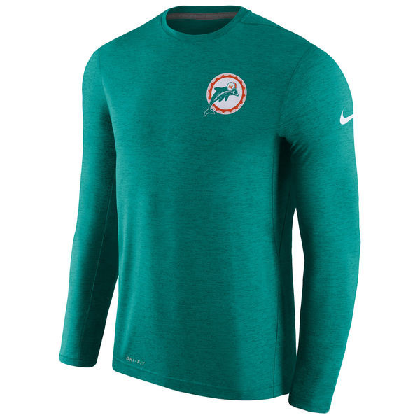 Men's Miami Dolphins  Aqua Coaches Retro Long Sleeve T Shirt