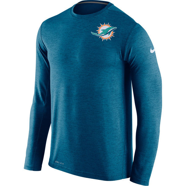 Men's Miami Dolphins  Aqua Dri FIT Touch Long Sleeve Performance T Shirt