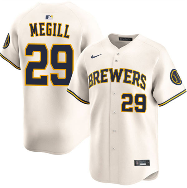 Men's Milwaukee Brewers 29 Trevor Megill Cream 2025 Limited Stitched Baseball Jersey