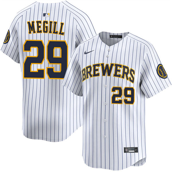 Men's Milwaukee Brewers 29 Trevor Megill White Alternate Limited Stitched Baseball Jersey
