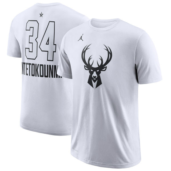Men's Milwaukee Bucks Giannis Antetokounmpo Jordan Brand White 2018 All Star Performance T Shirt