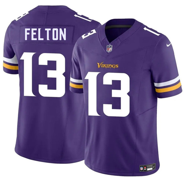 Men's Minnesota Vikings 13 Tai Felton Purple 2025 Draft F.U.S.E. Vapor Untouchable Limited Football Stitched Jersey