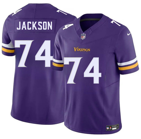 Men's Minnesota Vikings 74 Donovan Jackson Purple 2025 Draft F.U.S.E. Vapor Untouchable Limited Football Stitched Jersey
