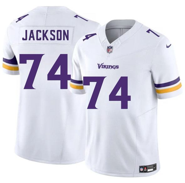 Men's Minnesota Vikings 74 Donovan Jackson White 2025 Draft F.U.S.E. Vapor Untouchable Limited Football Stitched Jersey