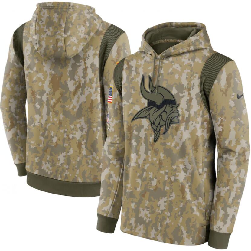 Men's Minnesota Vikings Nike Camo 2021 Salute To Service Therma Performance Pullover Hoodie