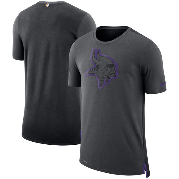 Men's Minnesota Vikings  Charcoal Black Sideline Travel Mesh Performance T Shirt