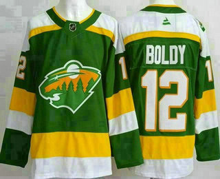 Men's Minnesota Wild 12 Matthew Boldy Green Alternate Authentic Jersey