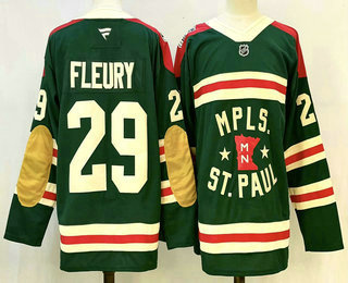 Men's Minnesota Wild 29 Marc Andre Fleury Green Winter Classic Stitched Authentic Jersey