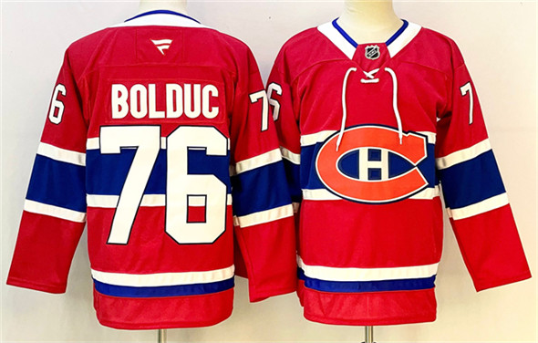 Men's Montreal Canadiens 76 Zack Bolduc Red 2024 25 Stitched Jersey