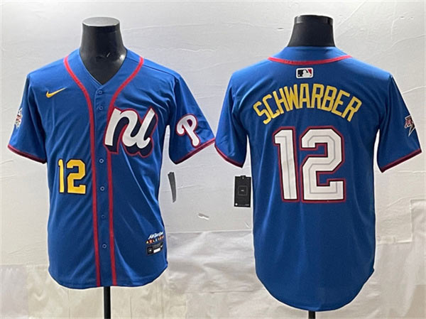 Men's National League 12 Kyle Schwarber Blue 2025 All Star Edition Limited Stitched Baseball Jersey
