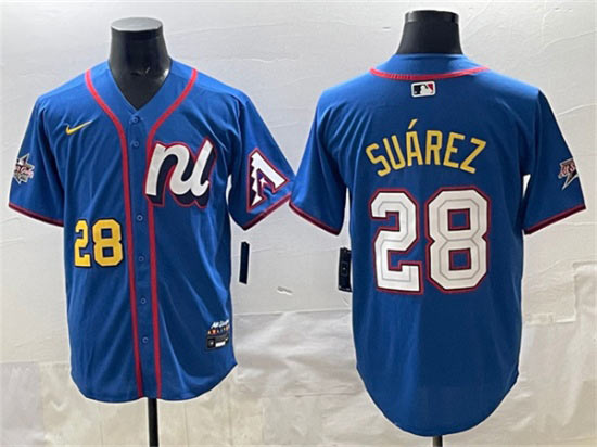 Men's National League 28 Eugenio Suárez Blue 2025 All Star Edition Limited Stitched Baseball Jersey
