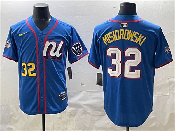 Men's National League 32 Jacob Misiorowski Blue 2025 All Star Edition Limited Stitched Baseball Jersey