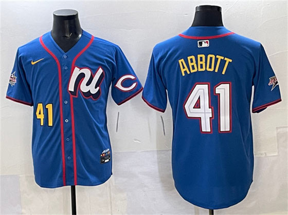 Men's National League 41 Andrew Abbott Blue 2025 All Star Edition Limited Stitched Baseball Jersey