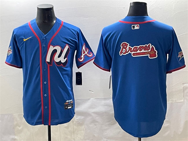 Men's National League Atlanta Braves Team Big Logo Blue 2025 All Star Edition Limited Stitched Baseball Jersey