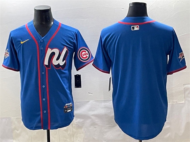 Men's National League Chicago Cubs Blank Blue 2025 All Star Edition Limited Stitched Baseball Jersey