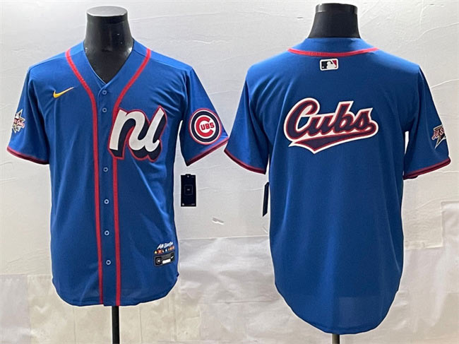 Men's National League Chicago Cubs Team Big Logo Blue 2025 All Star Edition Limited Stitched Baseball Jersey