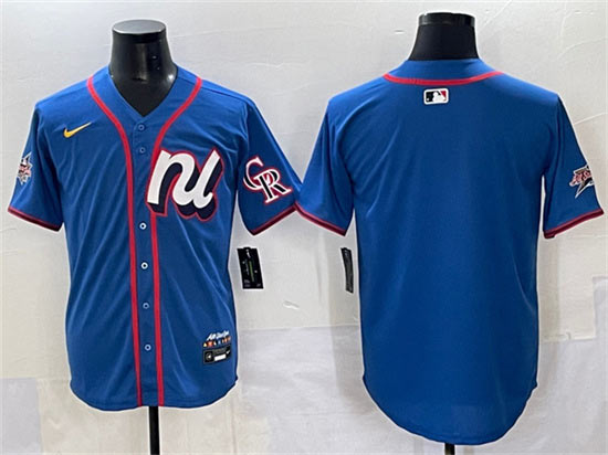 Men's National League Colorado Rockies Blank Blue 2025 All Star Edition Limited Stitched Baseball Jersey