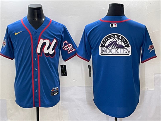 Men's National League Colorado Rockies Team Big Logo Blue 2025 All Star Edition Limited Stitched Baseball Jersey