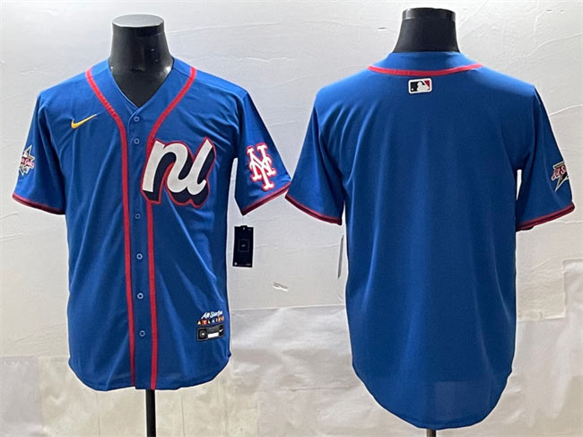 Men's National League New York Mets Blank Blue 2025 All Star Edition Limited Stitched Baseball Jersey