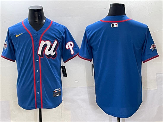 Men's National League Philadelphia Phillies Blank Blue 2025 All Star Edition Limited Stitched Baseball Jersey