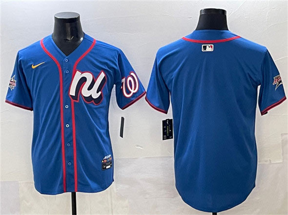 Men's National League Washington Nationals Blank Blue 2025 All Star Edition Limited Stitched Baseball Jersey