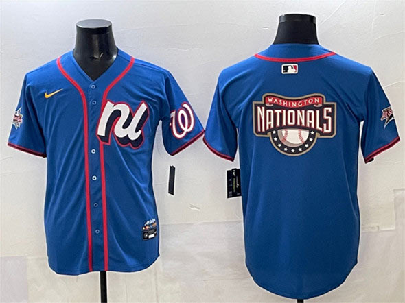 Men's National League Washington Nationals Team Big Logo Blue 2025 All Star Edition Limited Stitched Baseball Jersey