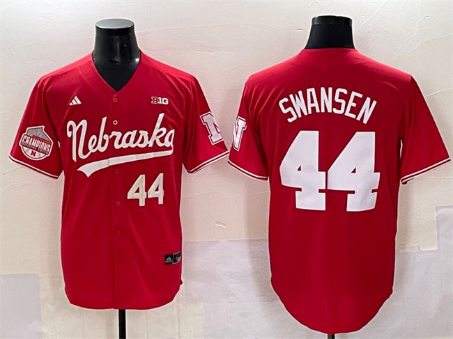 Men's Nebraska Huskers 44 Gabe Swansen Red Back 2 Back Champions Patch Vapor Premier Limited Stitched Jersey