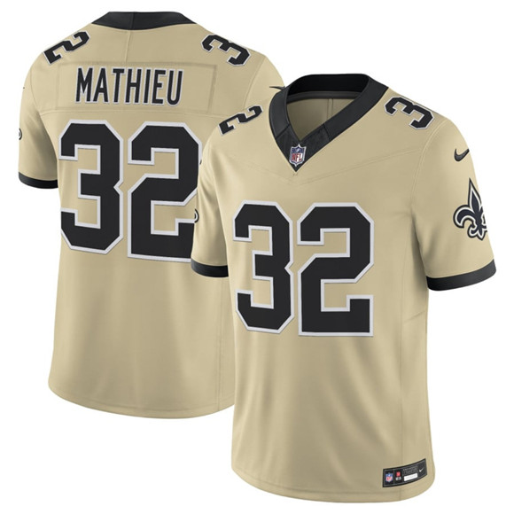 Men's New Orleans Saints 32 Tyrann Mathieu Gold 2025 F.U.S.E. Alternate Vapor Limited Football Stitched Jersey