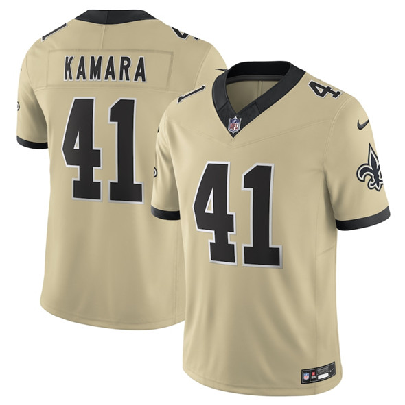 Men's New Orleans Saints 41 Alvin Kamara Gold 2025 F.U.S.E. Alternate Vapor Limited Football Stitched Jersey