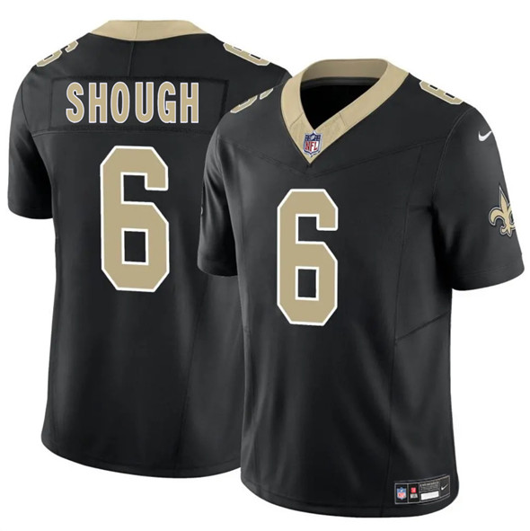 Men's New Orleans Saints 6 Tyler Shough Black 2025 Draft F.U.S.E. Vapor Limited Football Stitched Jersey