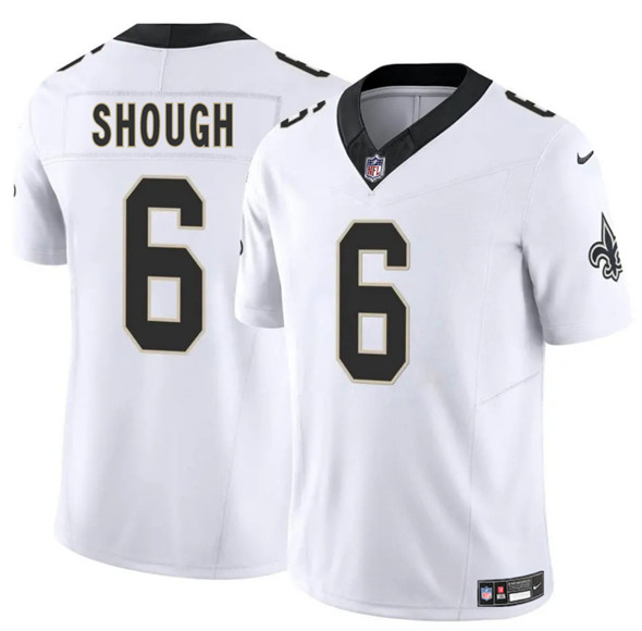 Men's New Orleans Saints 6 Tyler Shough White 2025 Draft F.U.S.E. Vapor Limited Football Stitched Jersey